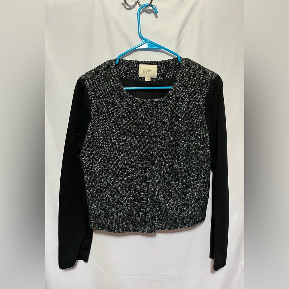 LOFT Black and Gray Tweed Jacket
